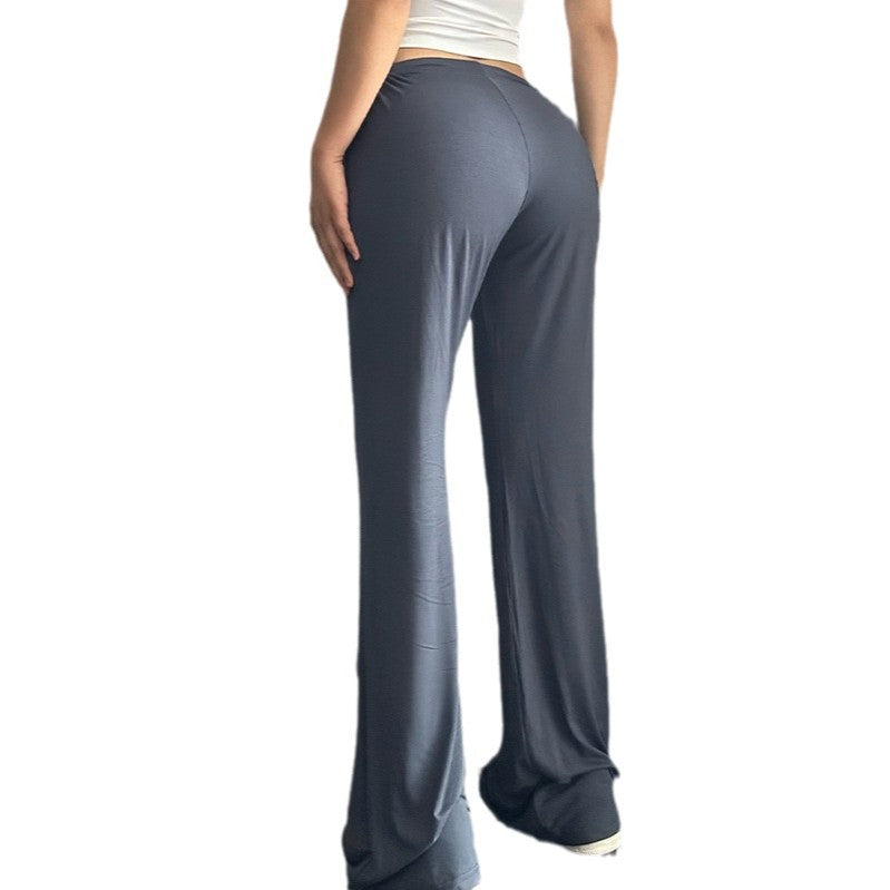 Women's Low Waist Zipper Fitness Pants Casual Draped Wide Leg Pants Home Sports Drag Pants