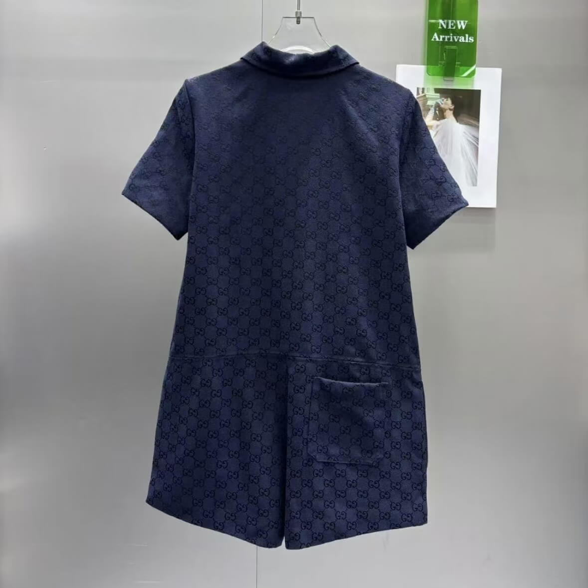 Turn-Down Collar Monogram Jacquard Jumpsuit