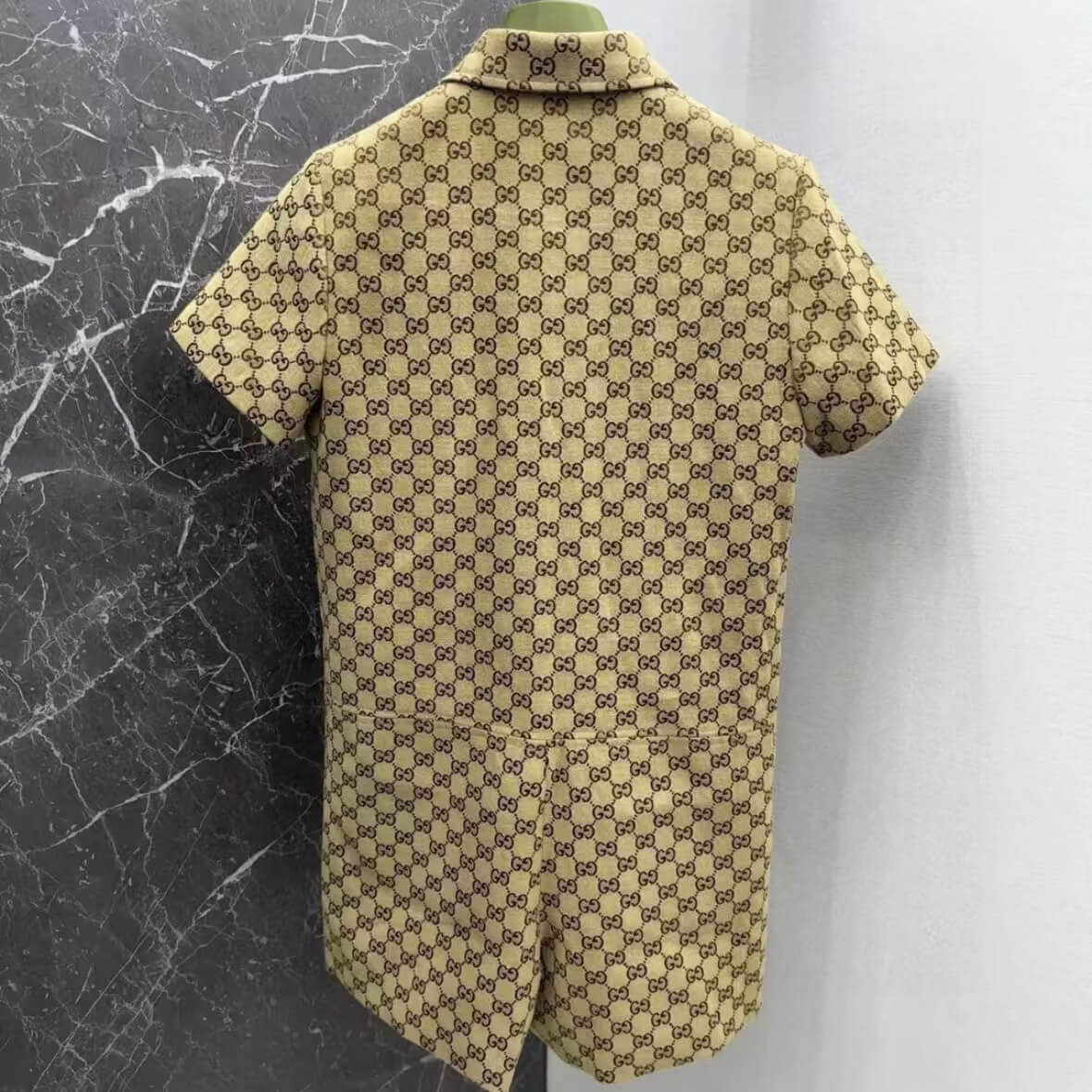 Turn-Down Collar Monogram Jacquard Jumpsuit