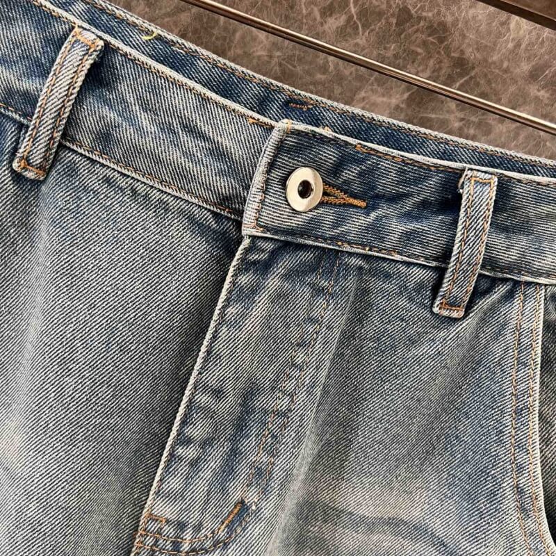 Minimalist Print Denim Mid-Length Shorts