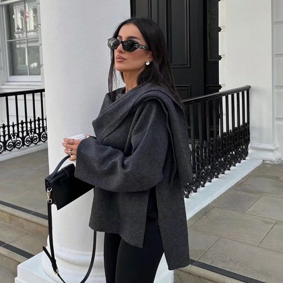 Solid Color Short Knitted Jacket