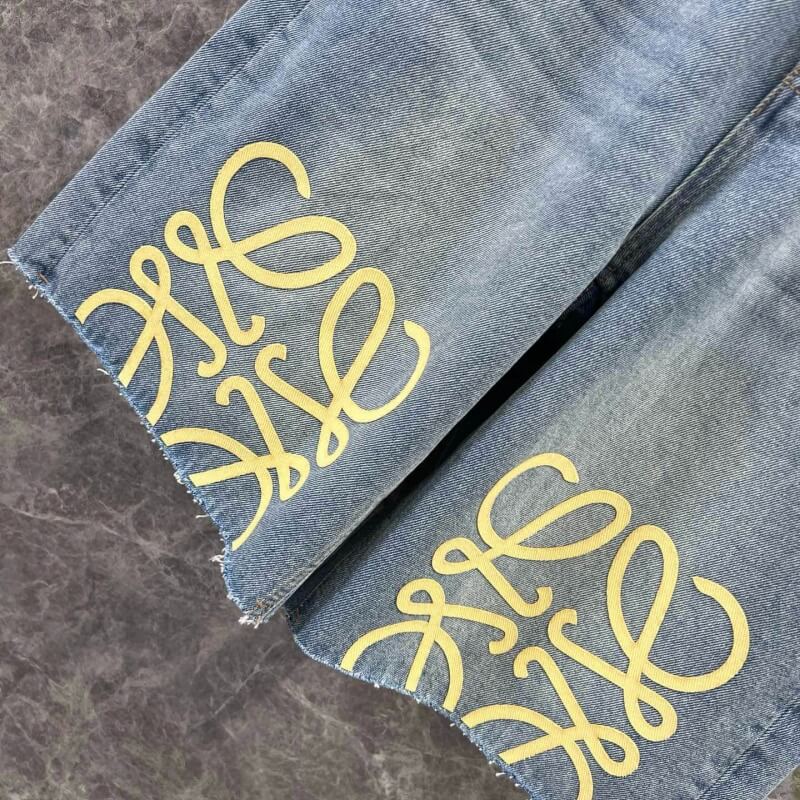 Minimalist Print Denim Mid-Length Shorts