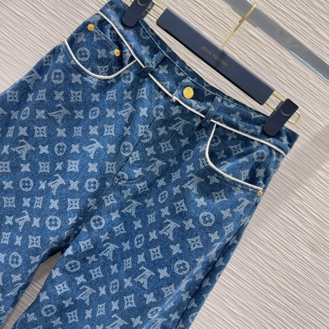 Fashionable Twill Cotton All-Over Print Jeans