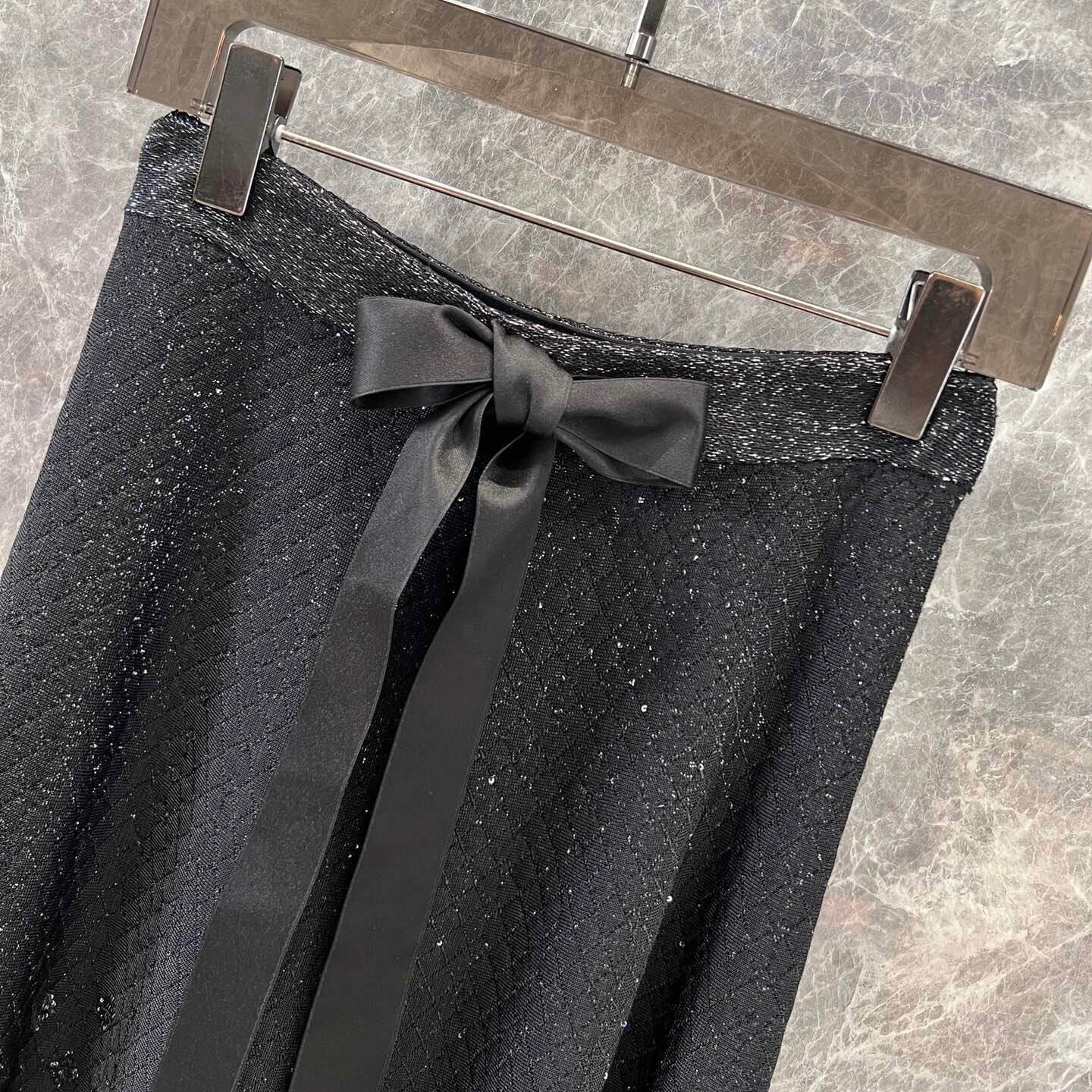 Bow-Embellished Sequin Skirt