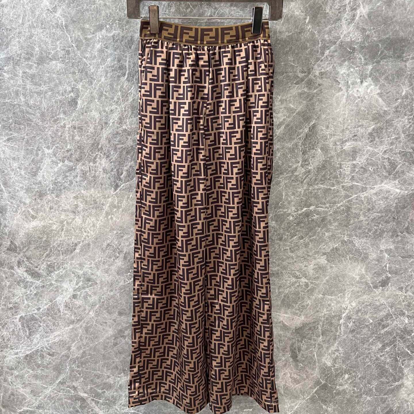 Classic All-Over Monogram Wide-Leg Pants