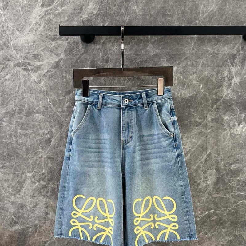 Minimalist Print Denim Mid-Length Shorts