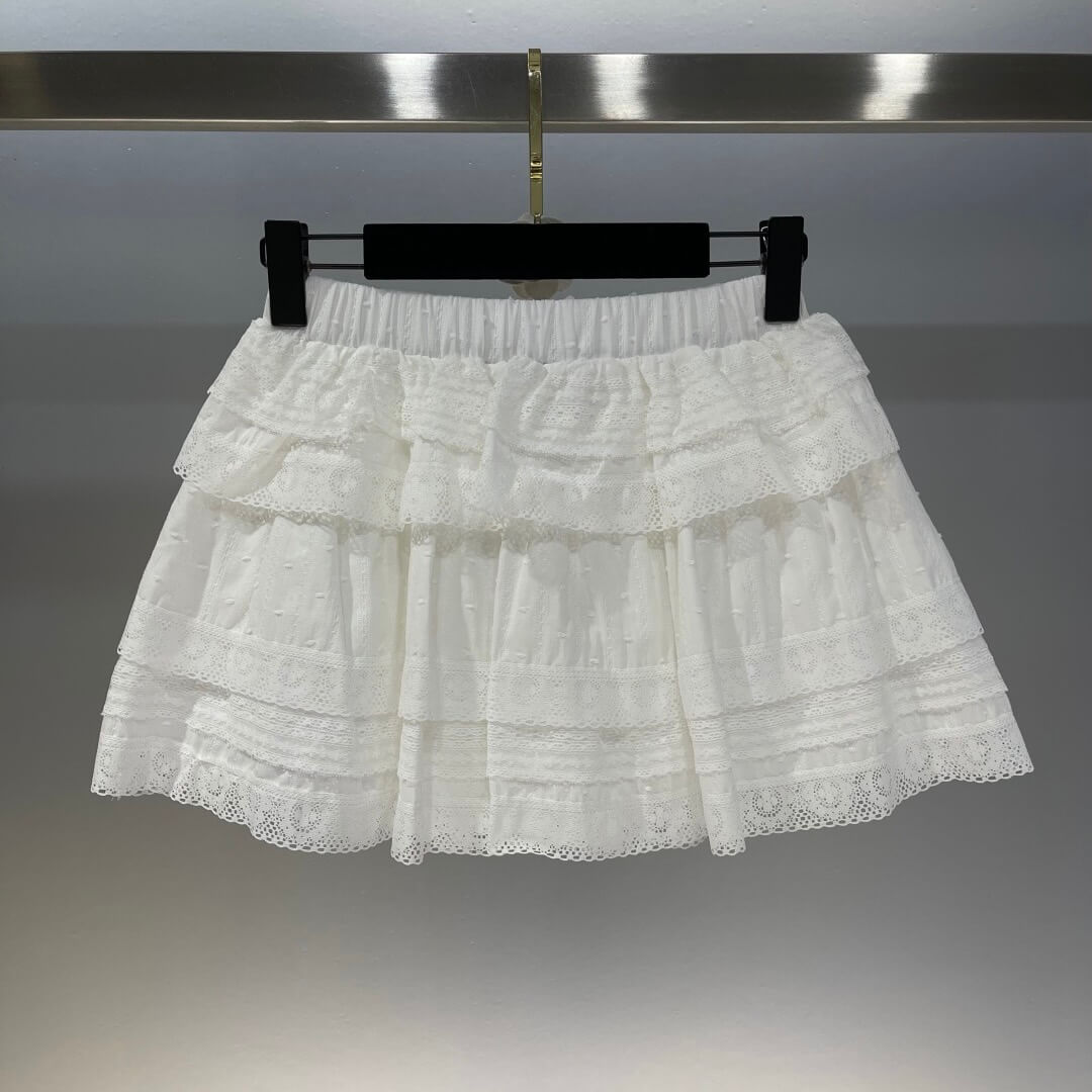 Lace Patchwork Short Sleeve & Skirt Set