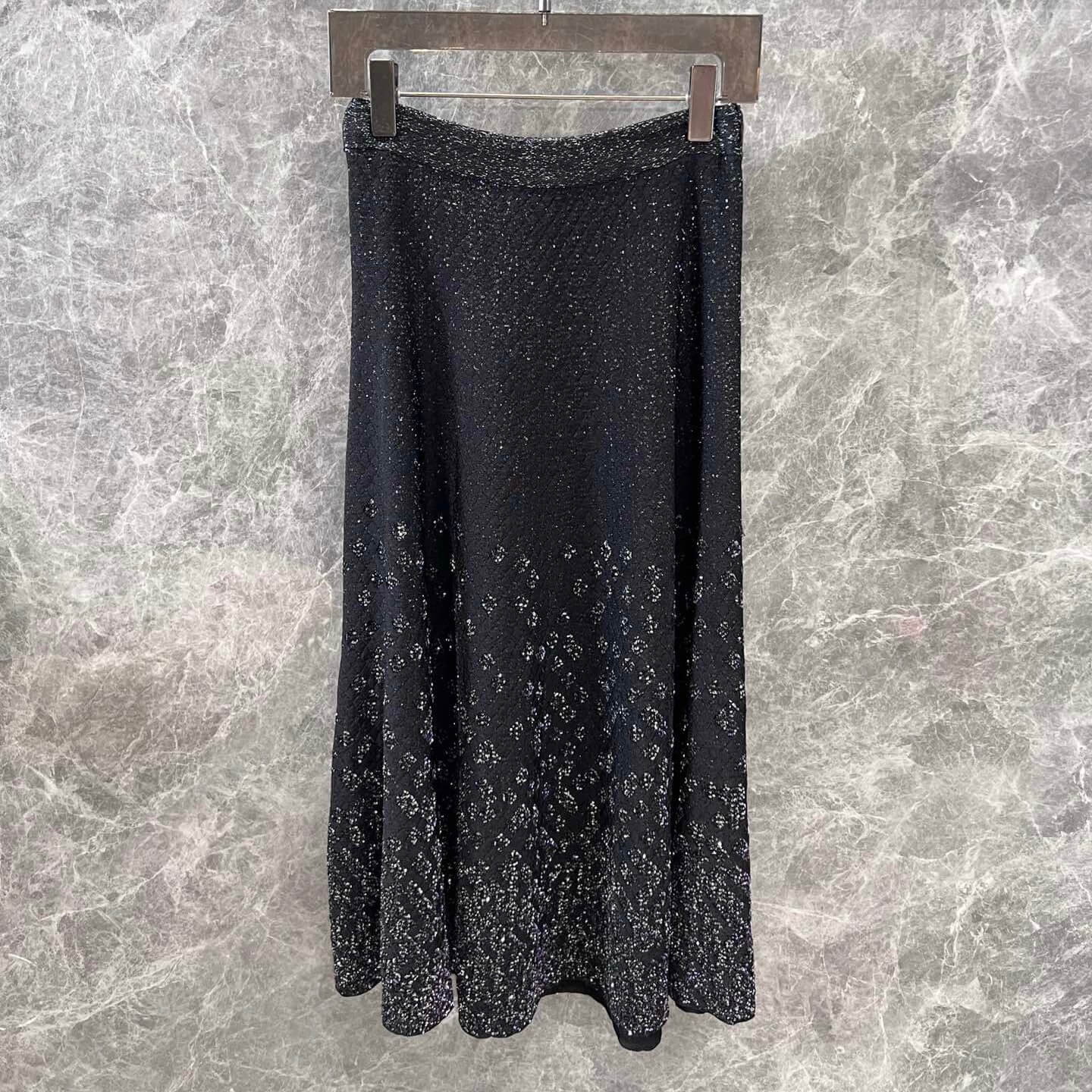 Bow-Embellished Sequin Skirt