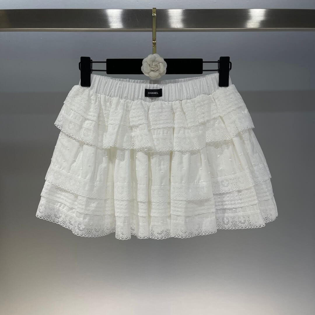 Lace Patchwork Short Sleeve & Skirt Set