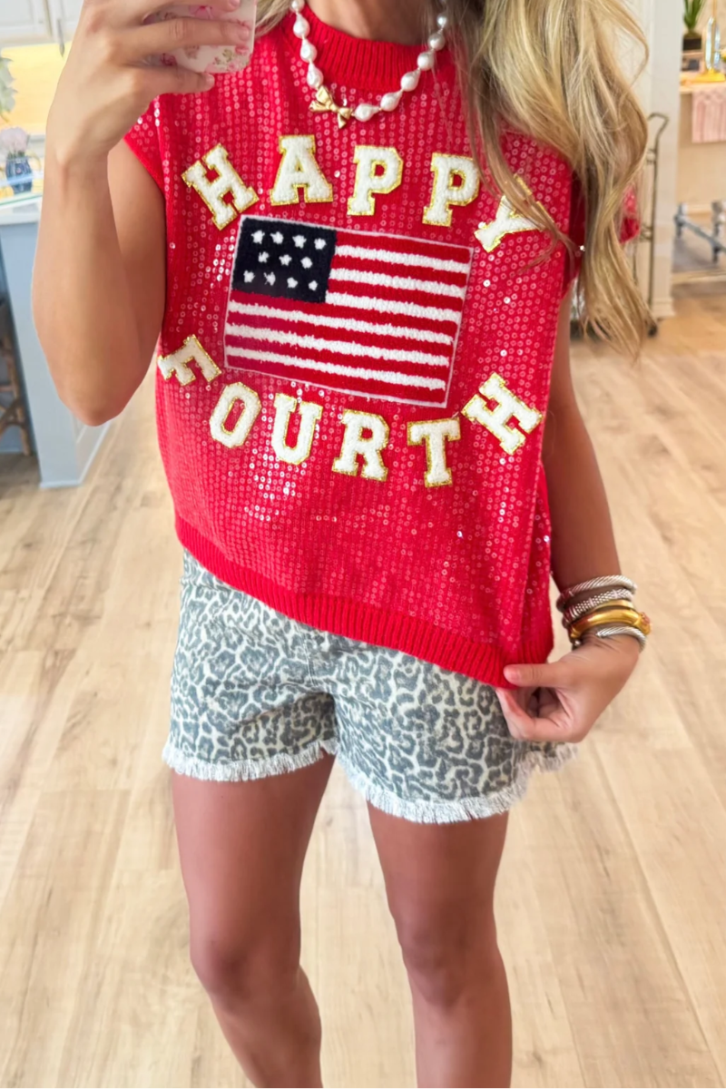 Leopard Print Denim Shorts