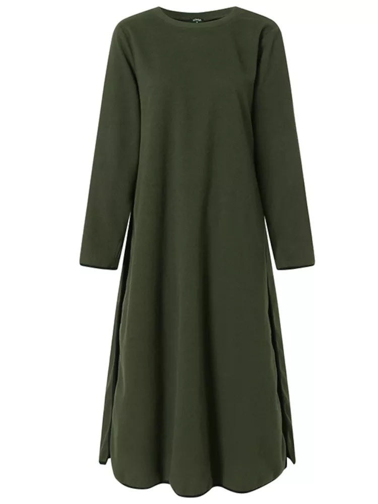 Loose knitted and velvet dress