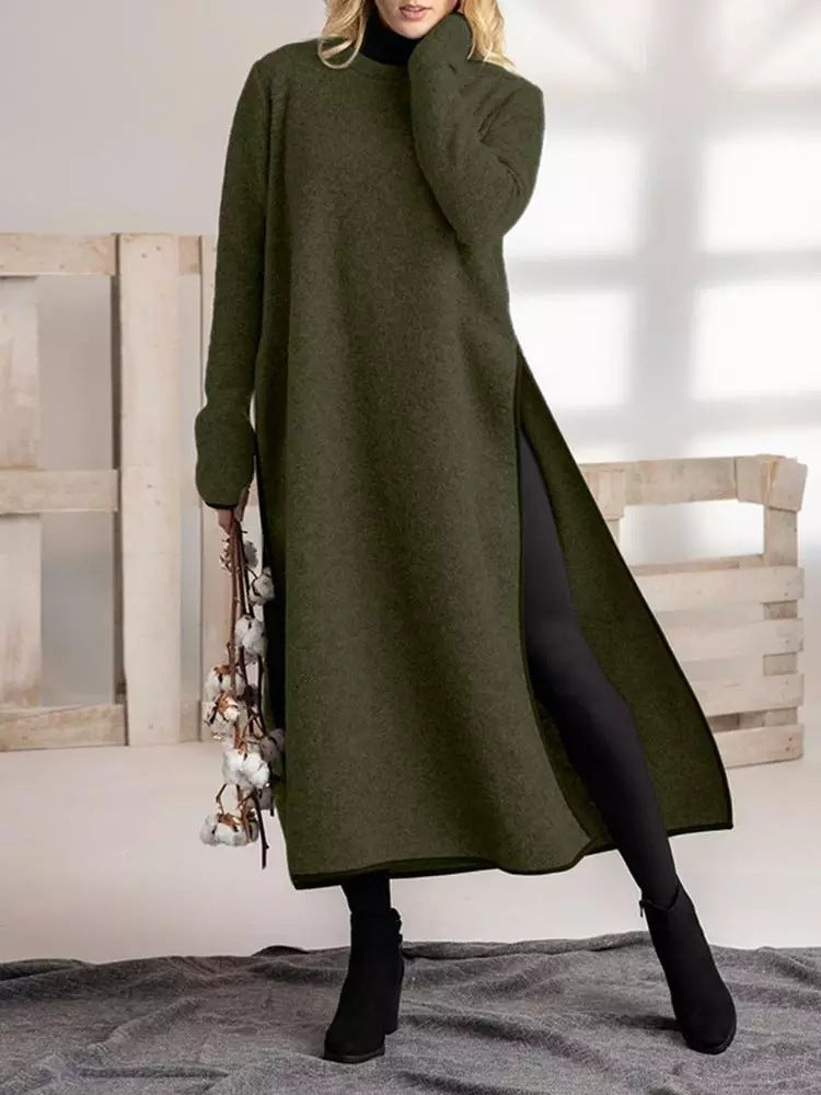Loose knitted and velvet dress