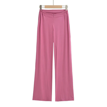 Women's Low Waist Zipper Fitness Pants Casual Draped Wide Leg Pants Home Sports Drag Pants