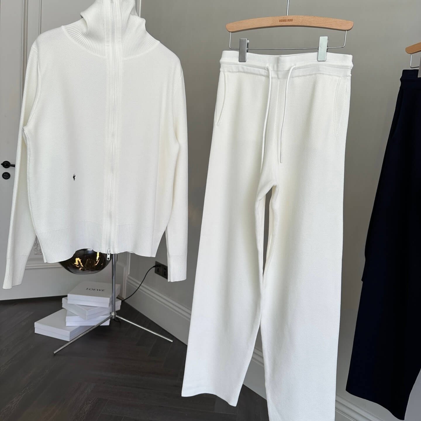 Classic Diamond Quilted Knit Cardigan & Pants Set