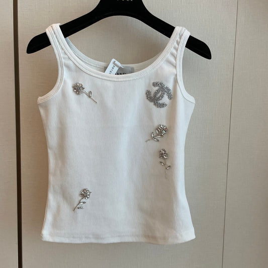 Designer Metal-Flower Embellished Vest