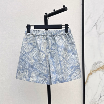 Classic Pattern Buckle Elastic Waist Culottes