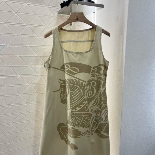 Classic Pattern Print Vest Dress