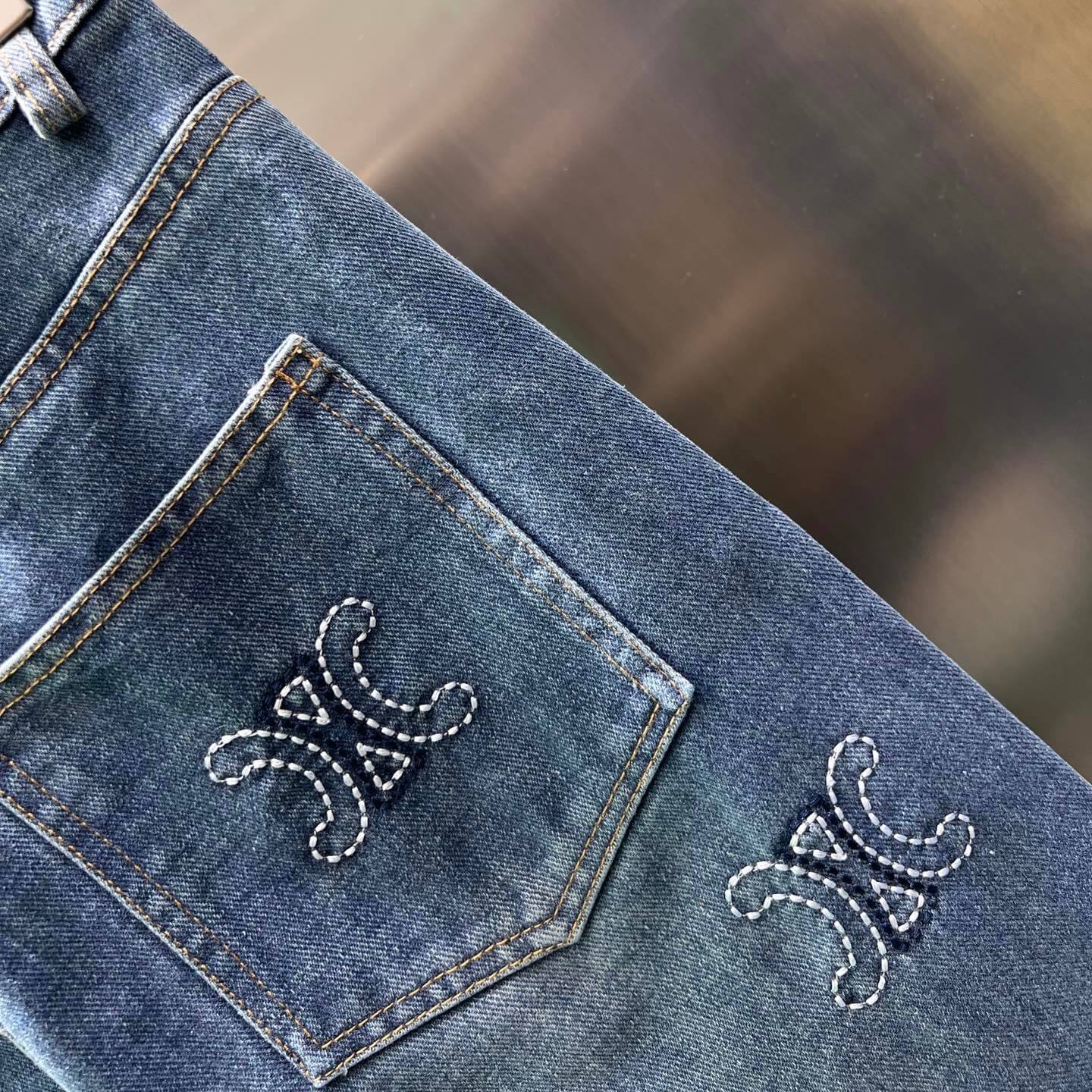 Trendy Embroidered Straight-Leg Jeans