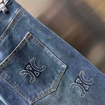 Trendy Embroidered Straight-Leg Jeans