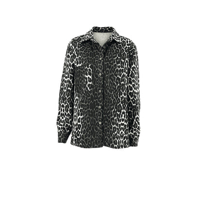 Leopard Print Long Sleeve Jacket Tops Coat