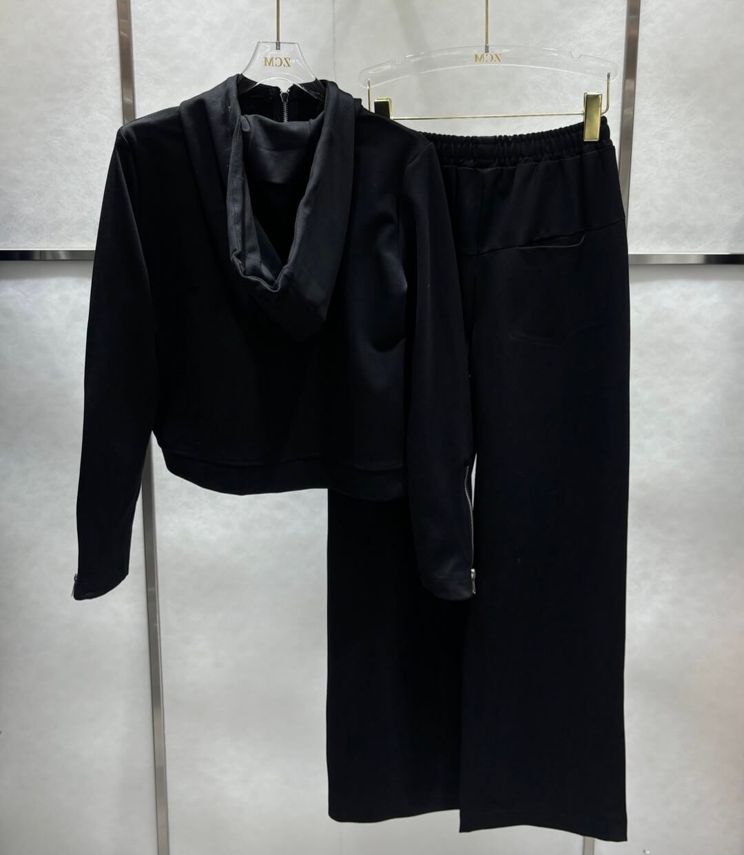 Simple Daily Zipper Sweatshirt Wide Leg Pants Suit