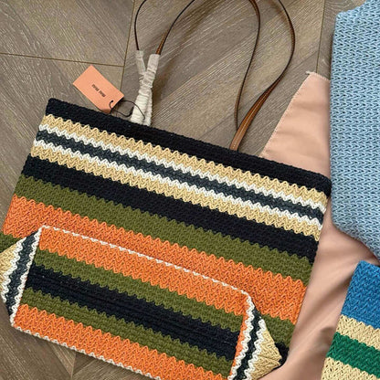 Colorful Woven Vacation-Style Bag