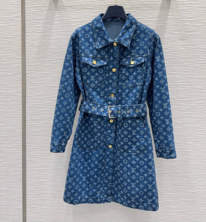 Fashionable Twill Cotton All-Over Print Dress
