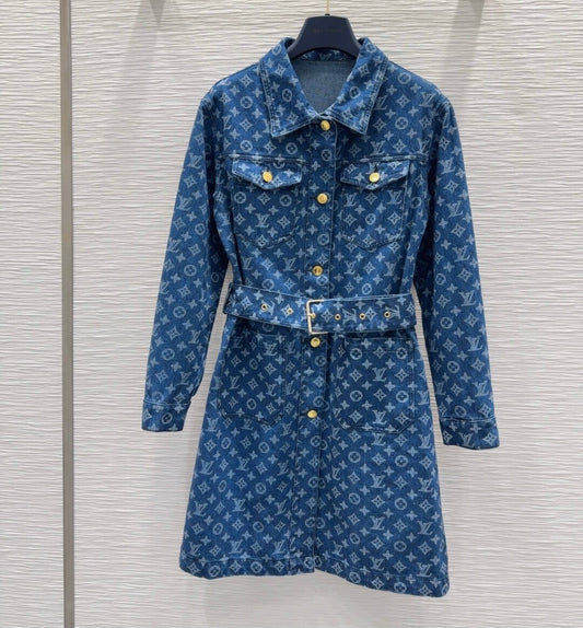 Fashionable Twill Cotton All-Over Print Dress