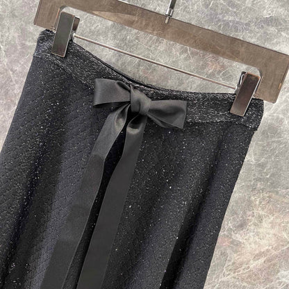 Bow-Embellished Sequin Skirt