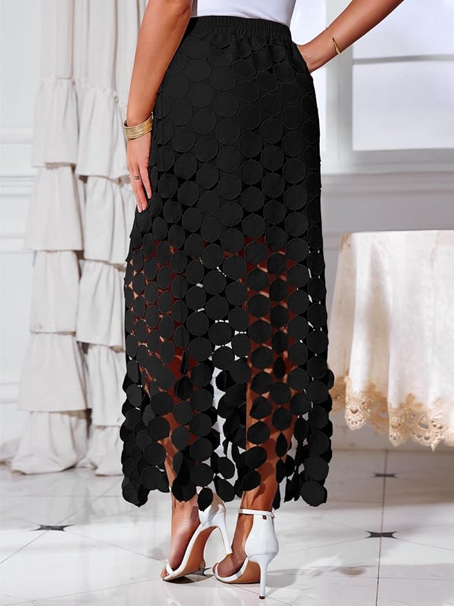 Women's Hollow Out High Waist Bohemian Tassel Hem Bustier Skirt