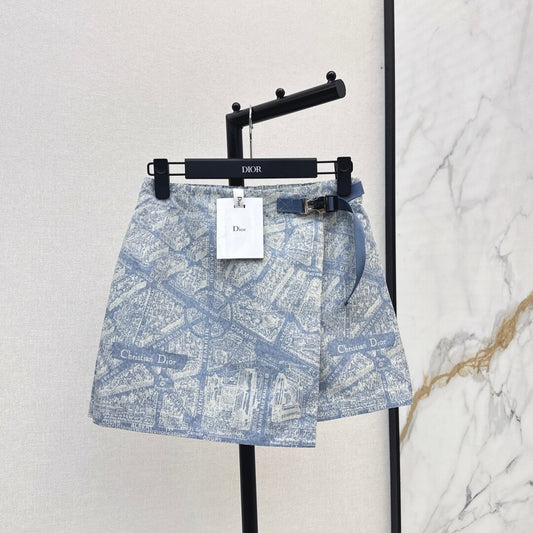 Classic Pattern Buckle Elastic Waist Culottes