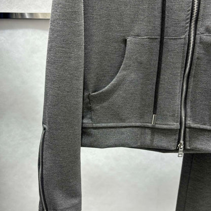 Simple Daily Zipper Sweatshirt Wide Leg Pants Suit