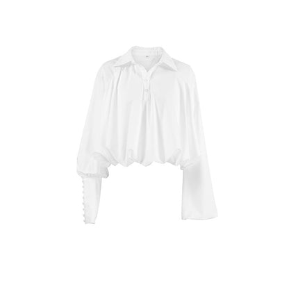 Lapel Sexy Asymmetric Sleeve Shirt