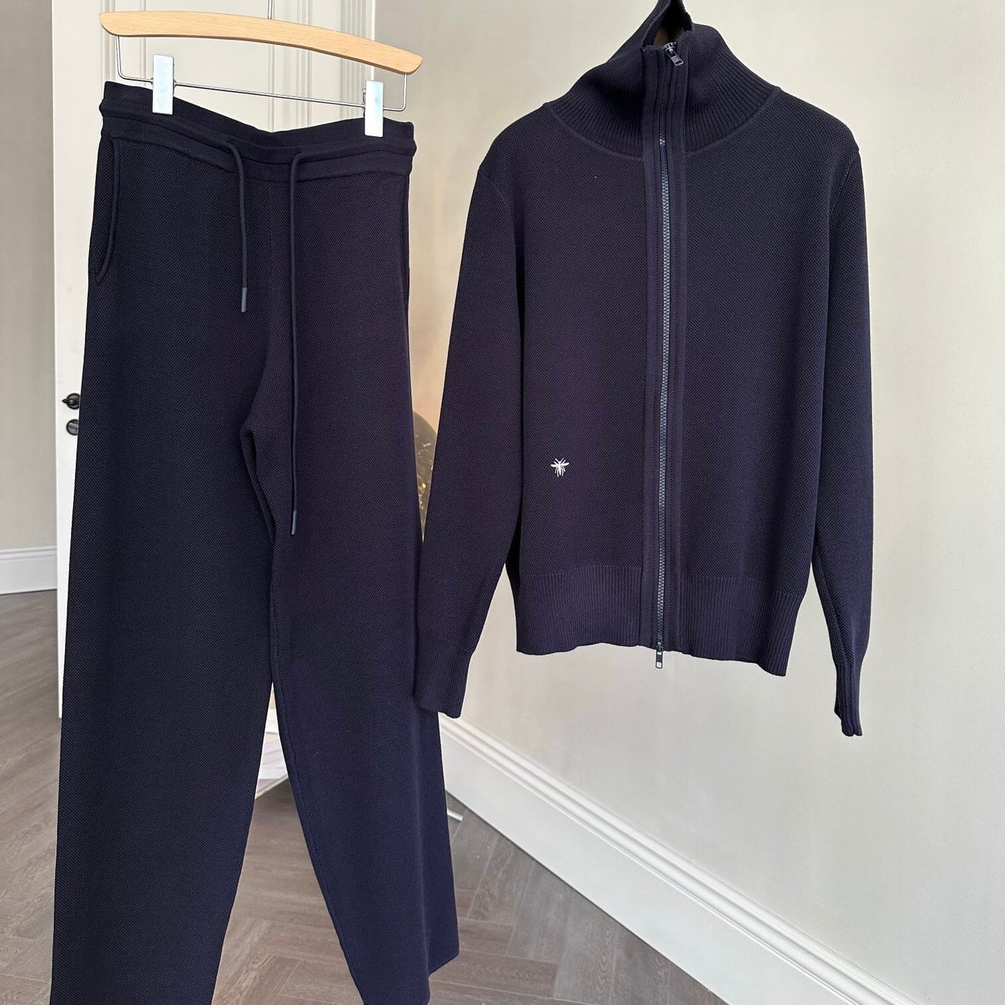 Classic Diamond Quilted Knit Cardigan & Pants Set