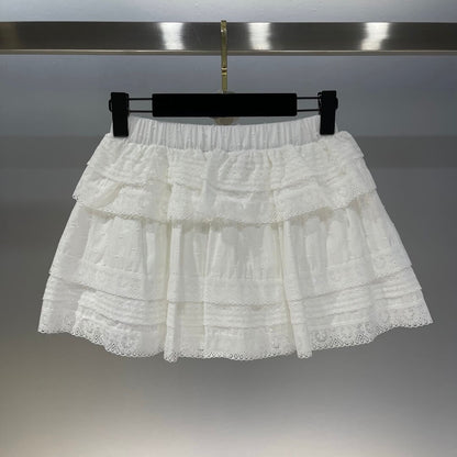 Lace Patchwork Short Sleeve & Skirt Set