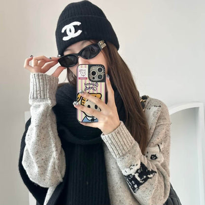 Letter Embroidered Knit Hat