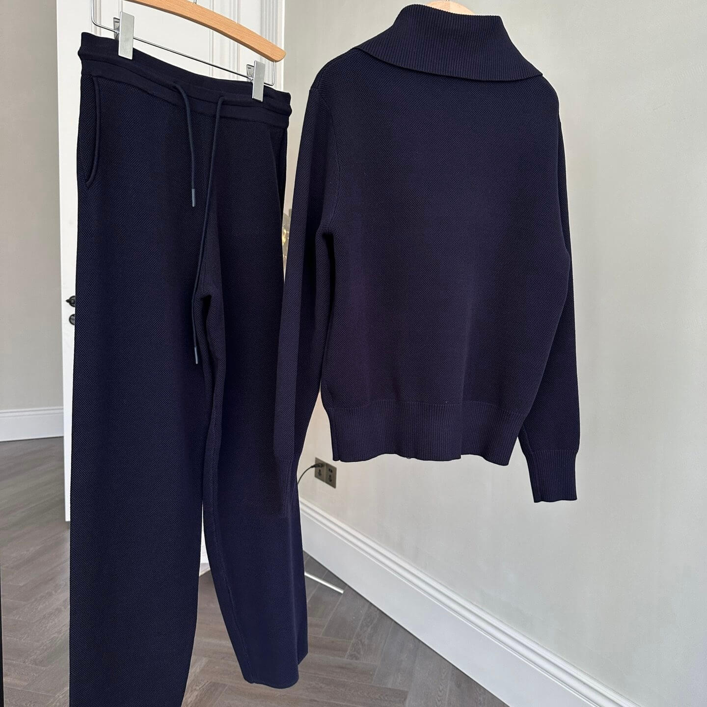 Classic Diamond Quilted Knit Cardigan & Pants Set