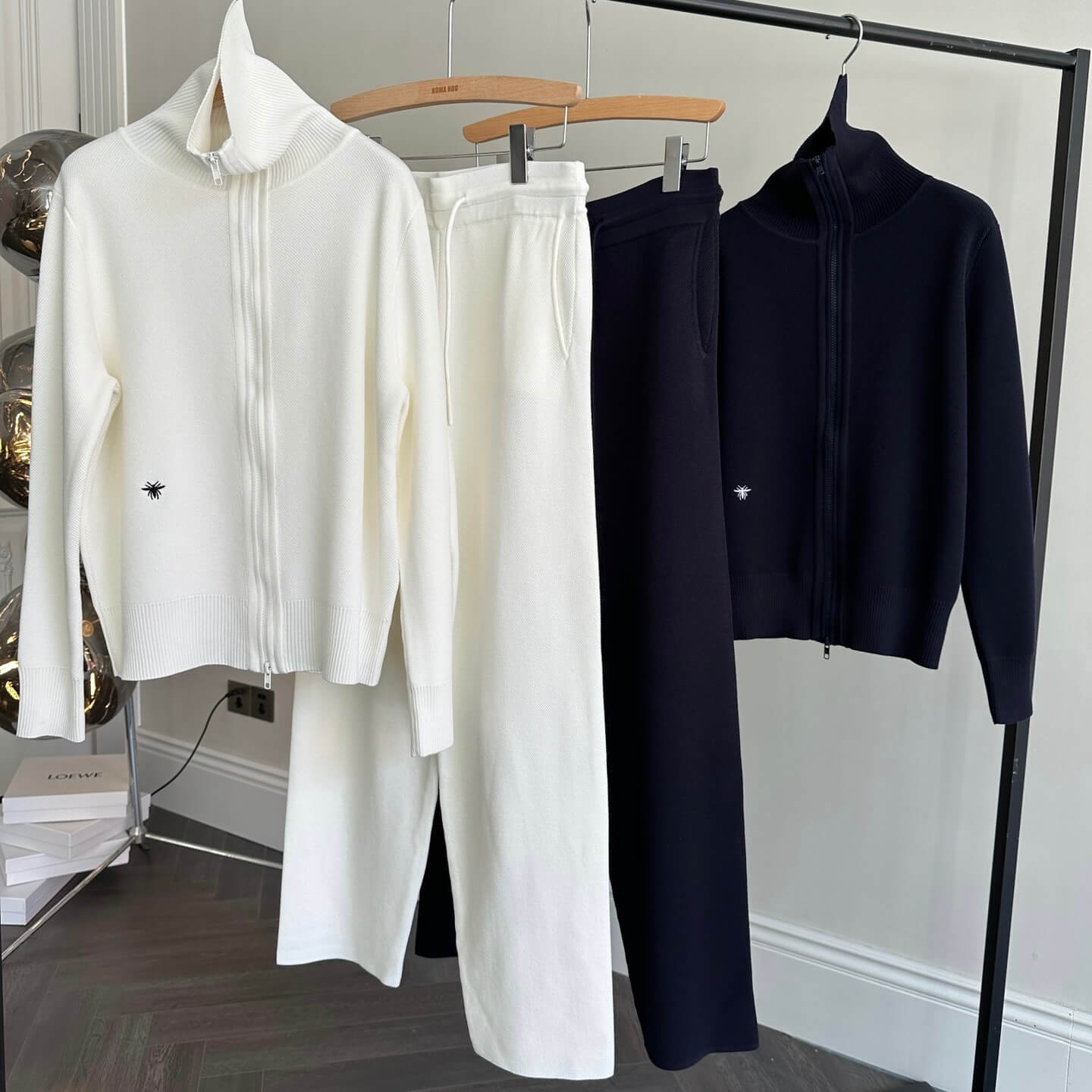 Classic Diamond Quilted Knit Cardigan & Pants Set