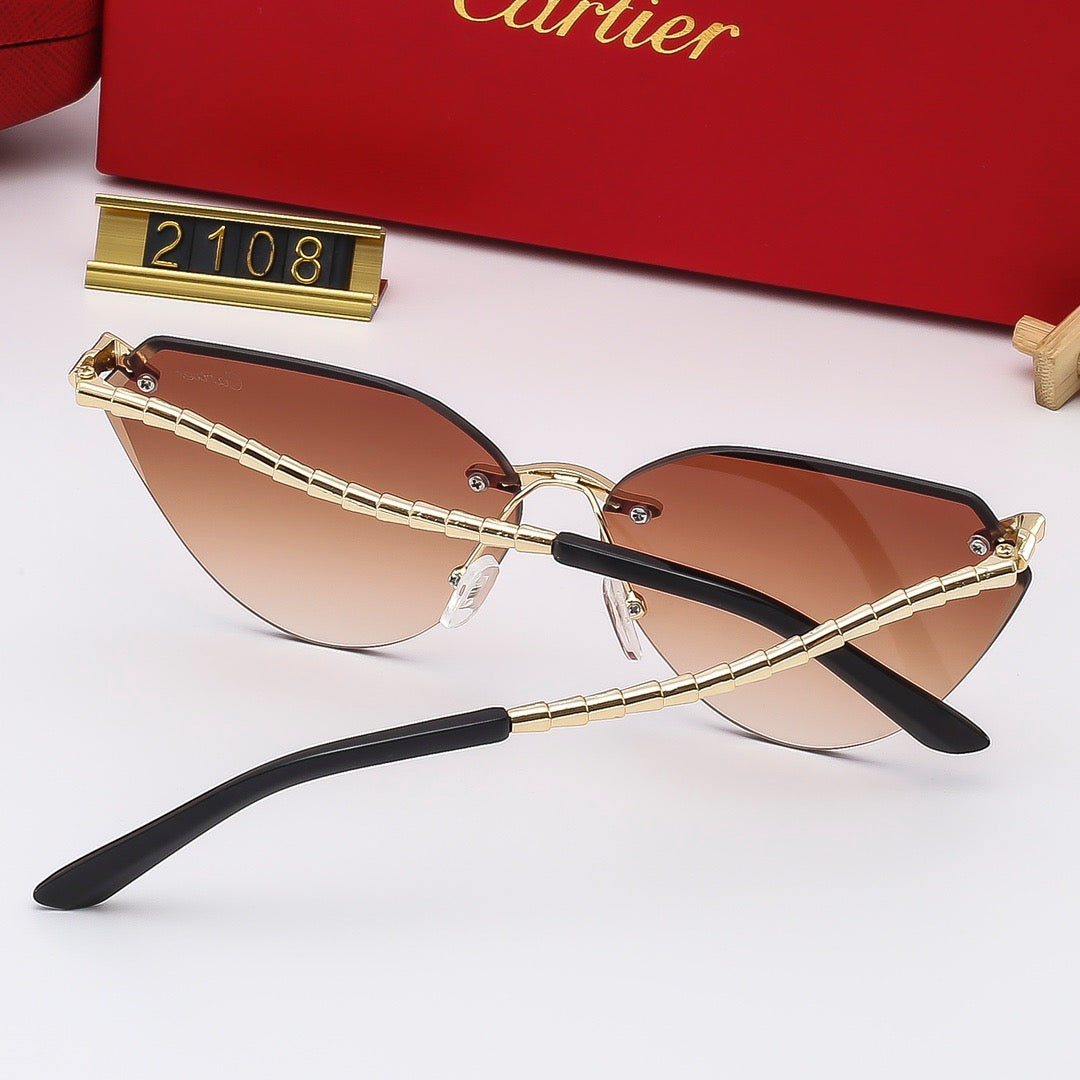 Metal Temple Slightly Curved Sunglasses