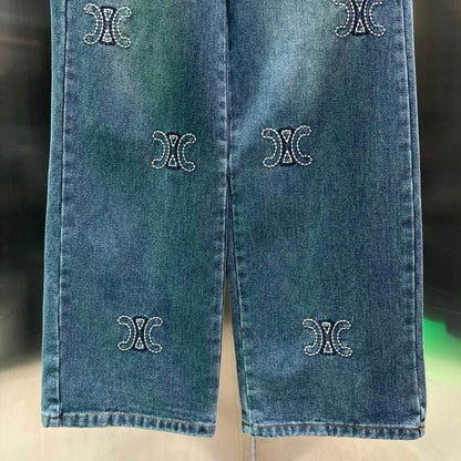 Trendy Embroidered Straight-Leg Jeans