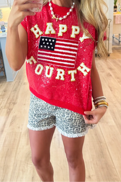 Leopard Print Denim Shorts