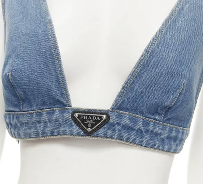 Trendy Cool Metal Triangle Denim Vest