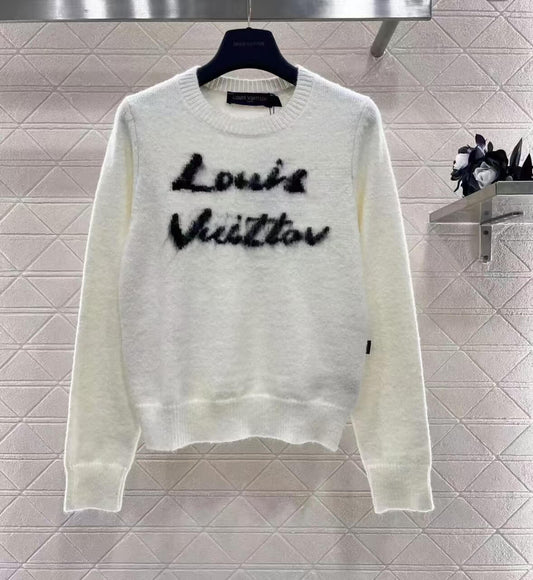 High-End Brushed Letter Knit Sweater