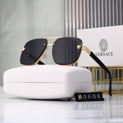 Square Round-frame Aviator Sunglasses