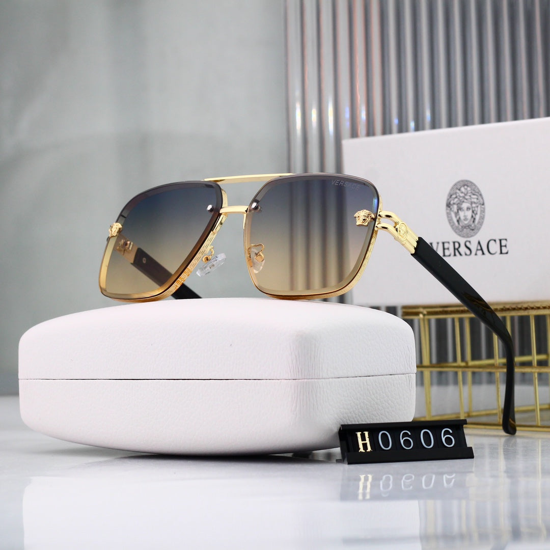 Square Round-frame Aviator Sunglasses