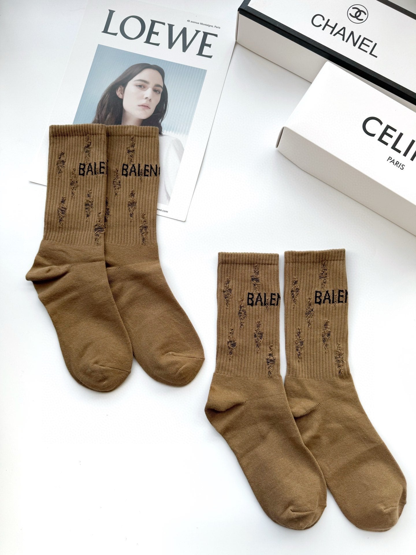 Brown Classic Letters Socks